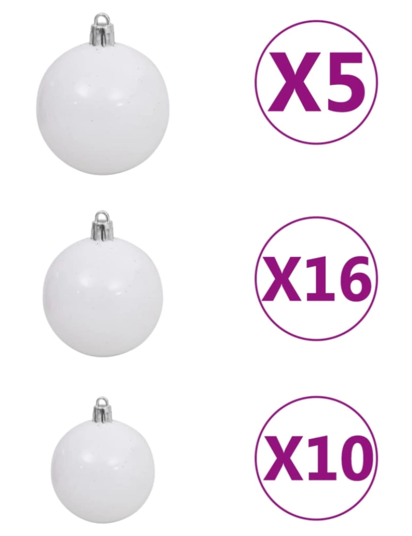 imagem de vidaXL Árvore Natal artificial pré-iluminada c/ bolas branco10