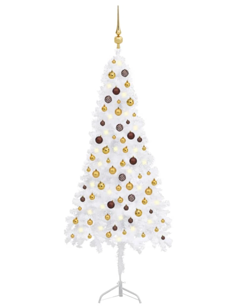 Vidaxl - vidaXL Árvore Natal artif. canto c/ luzes LED/bolas 180 cm PVC branco