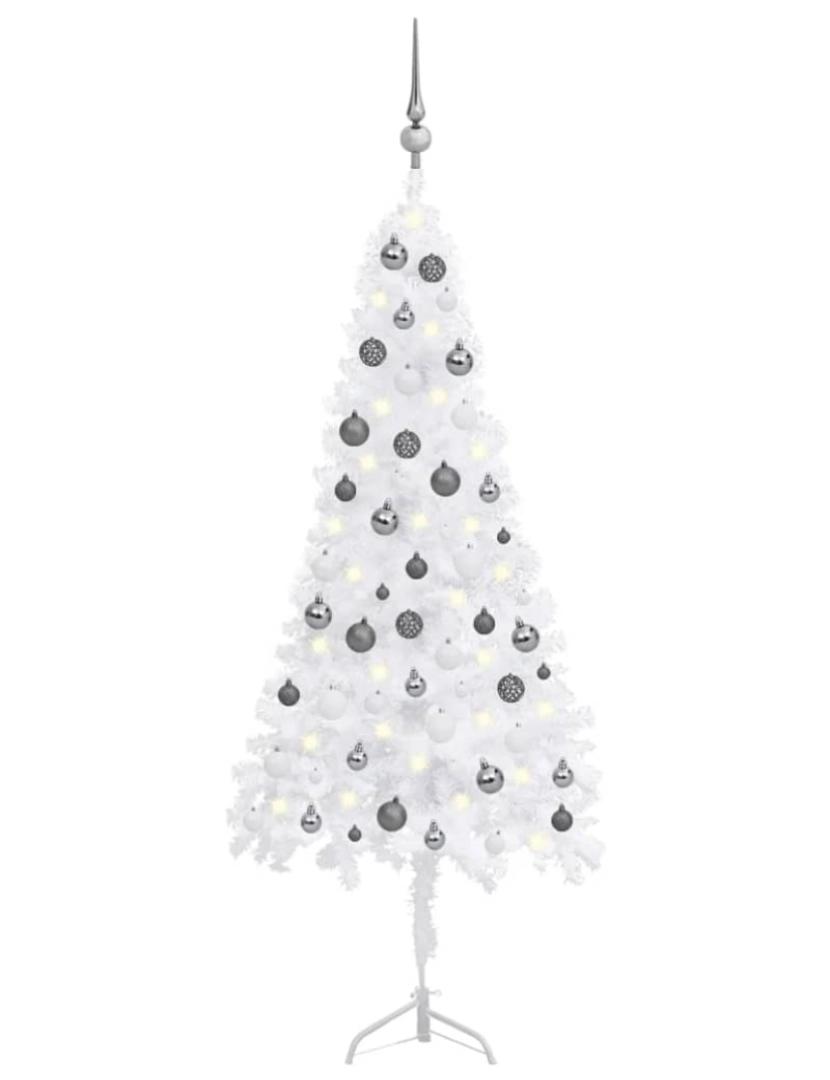 Vidaxl - vidaXL Árvore Natal artif. canto c/ luzes LED/bolas 150 cm PVC branco