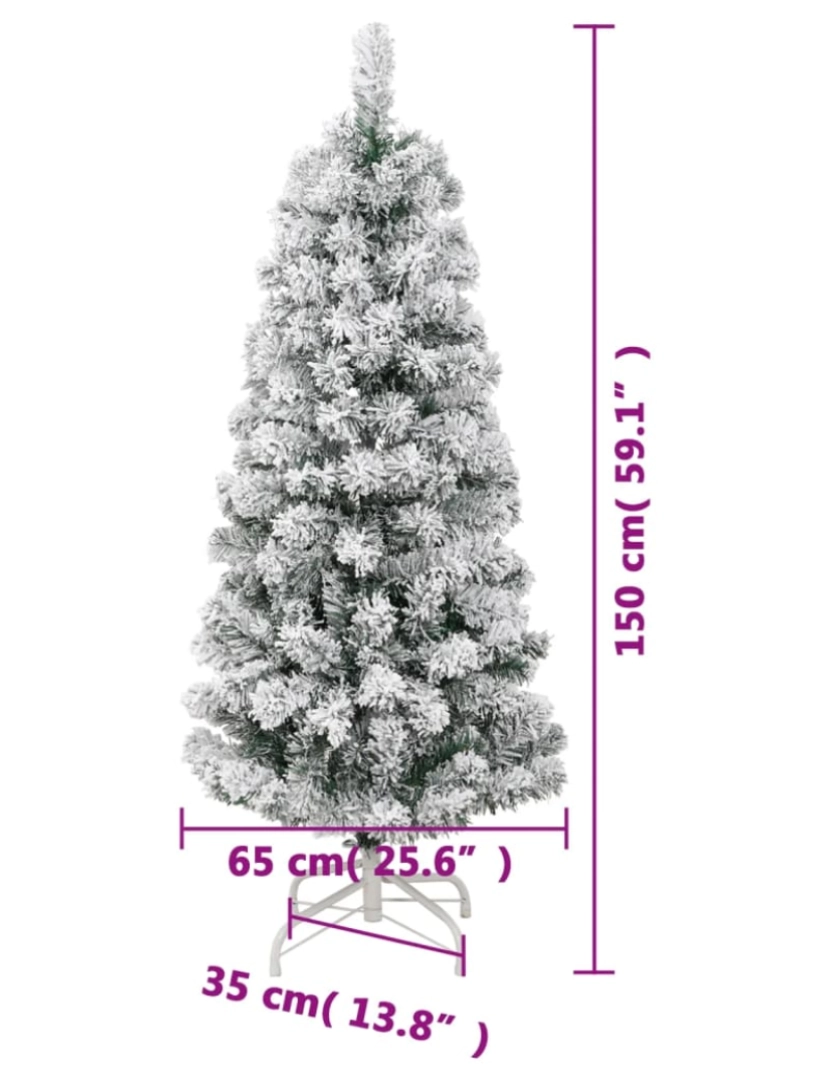 imagem de vidaXL Árvore de Natal artificial articulada c/ flocos de neve 150 cm10