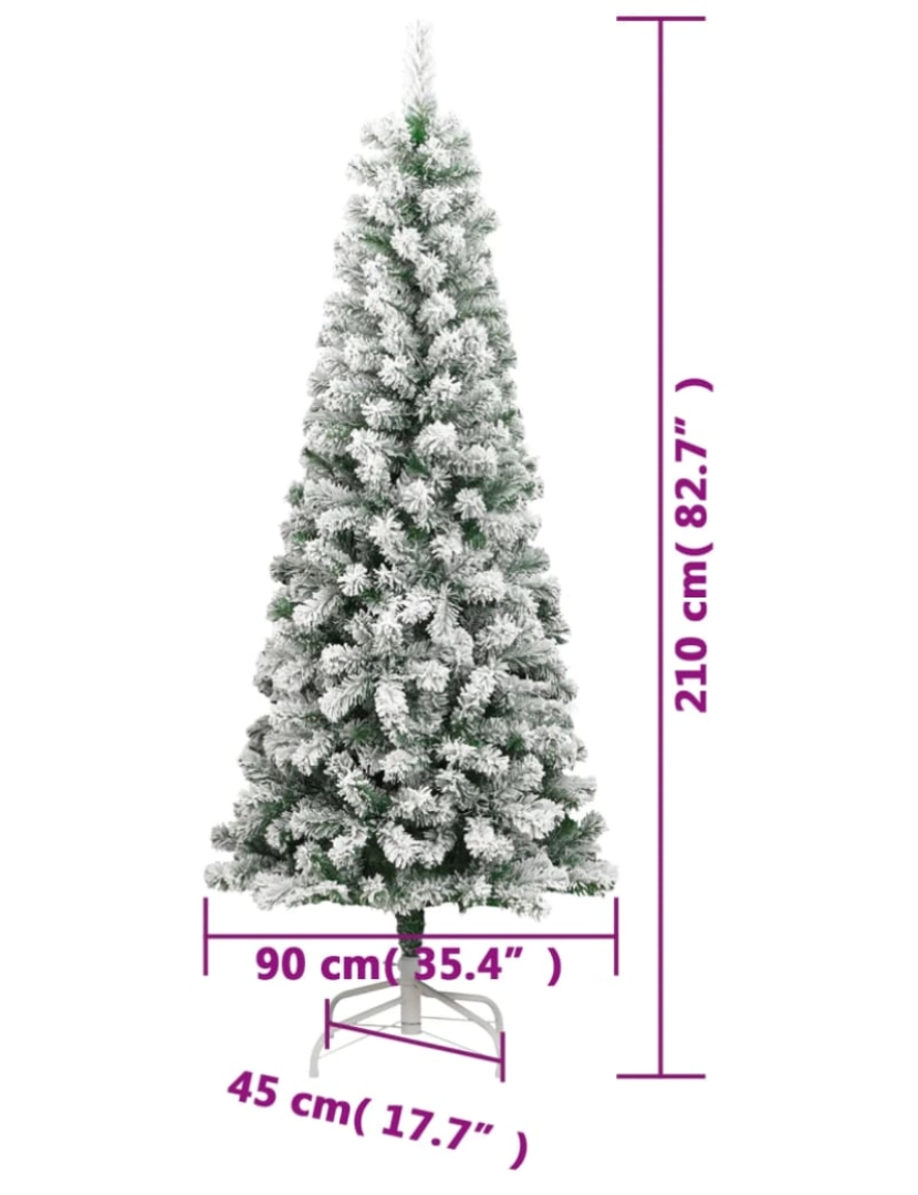 imagem de vidaXL Árvore de Natal artificial articulada c/ flocos de neve 210 cm10