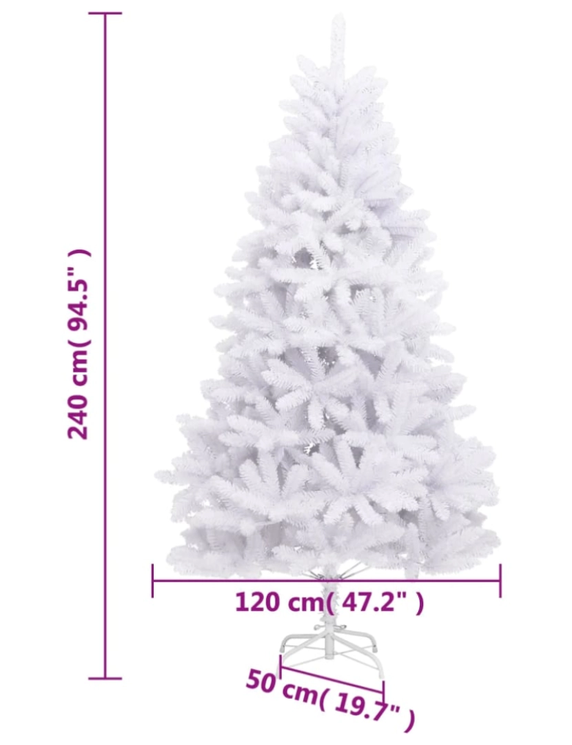 imagem de vidaXL Árvore de Natal artificial articulada com suporte 240 cm branco10