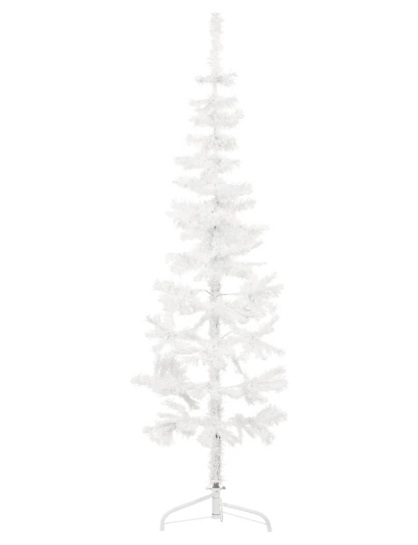 imagem de vidaXL Meia árvore de Natal fina com suporte 180 cm branco3