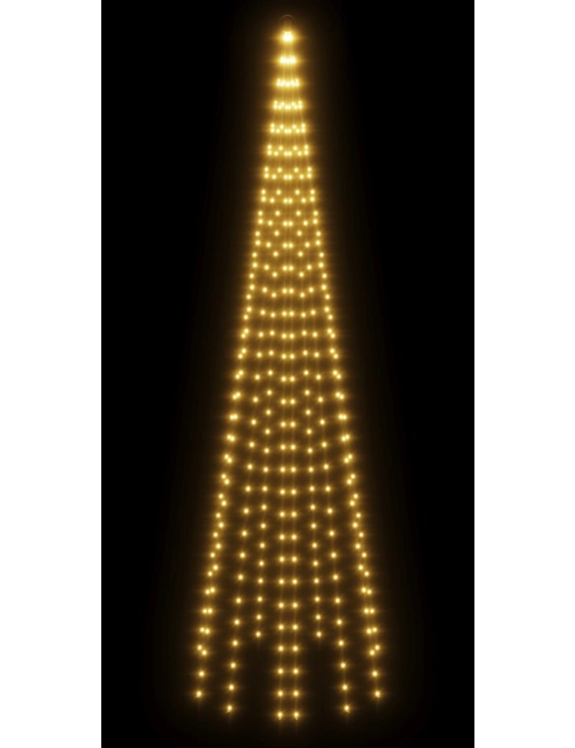 imagem de vidaXL Árvore de Natal mastro de bandeira 310 LEDs 300cm branco quente5