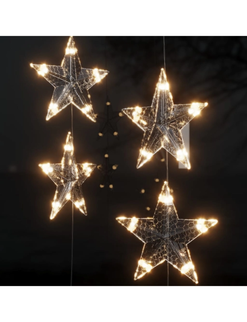 imagem de vidaXL Cortina iluminação c/ estrelas 200 LEDs 8 funções branco quente7