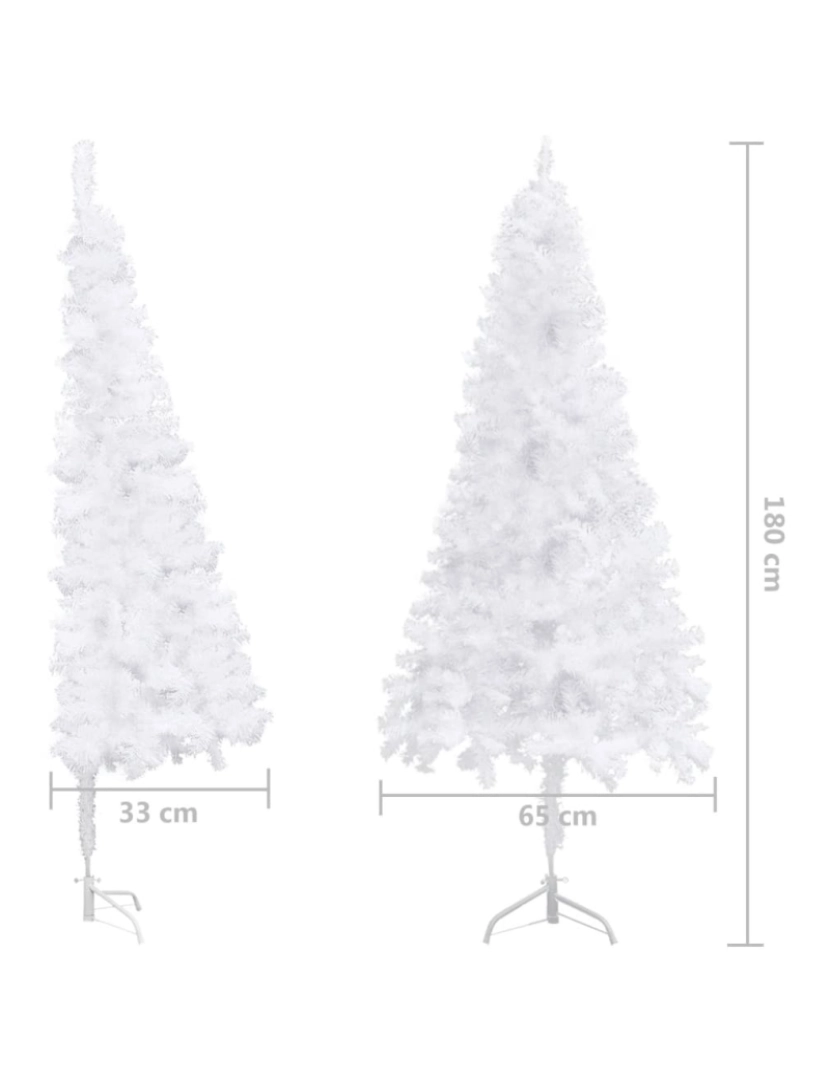 imagem de vidaXL Árvore de Natal artificial de canto 180 cm PVC branco10