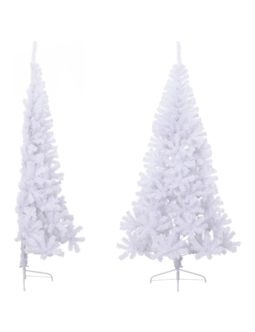 imagem de vidaXL Meia árvore de Natal artificial com suporte 240 cm PVC branco4