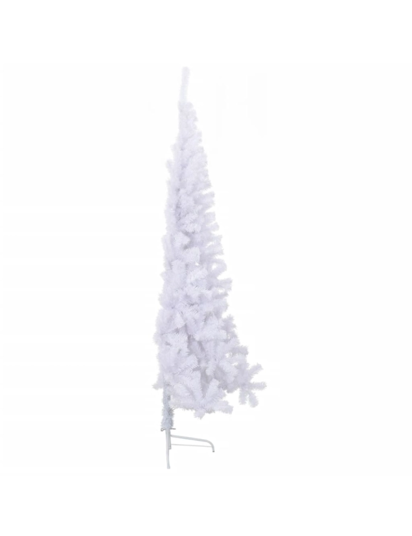 imagem de vidaXL Meia árvore de Natal artificial com suporte 240 cm PVC branco5