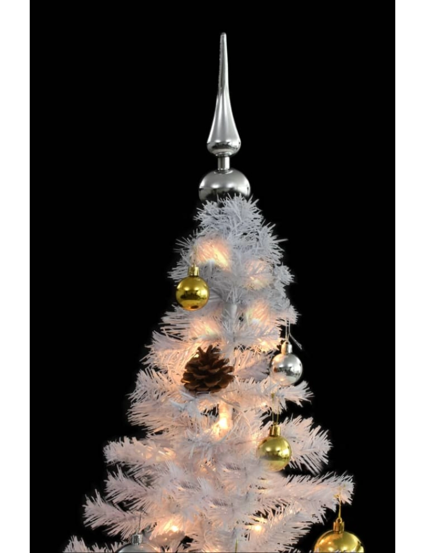 imagem de vidaXL Árvore de Natal artificial pré-iluminada enfeites 210cm branco7