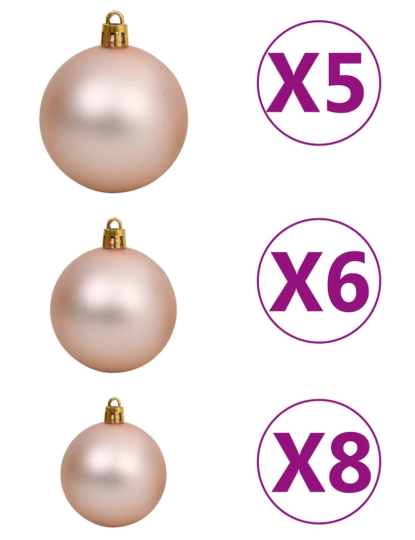 imagem de vidaXL Árvore de Natal artificial pré-iluminada com bolas 230 ramos9