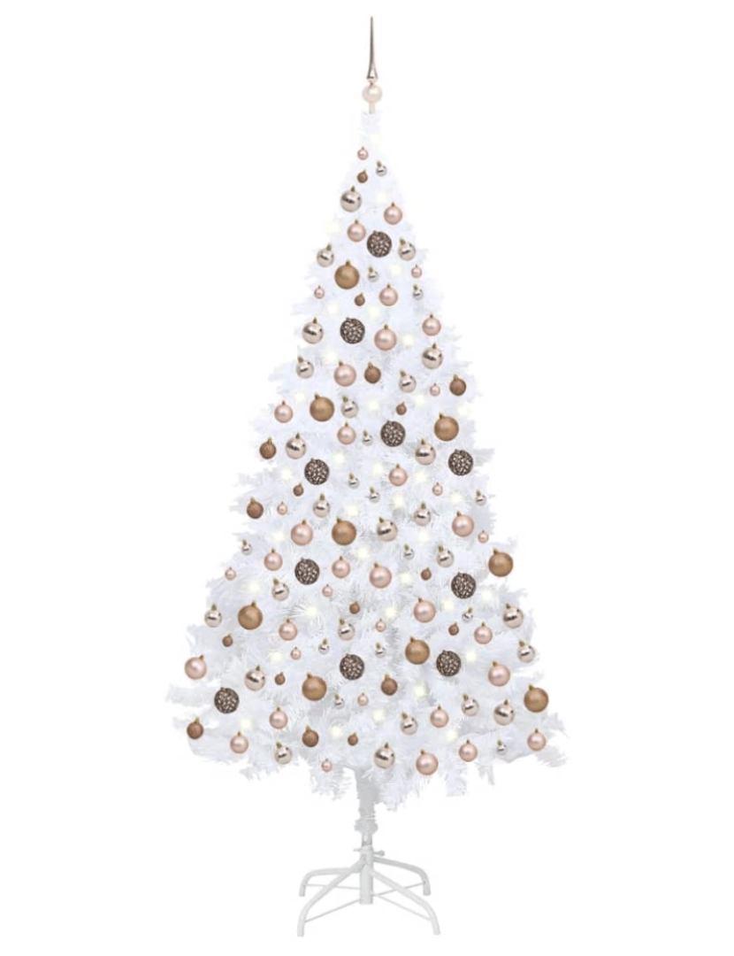 imagem de vidaXL Árvore Natal artificial pré-iluminada c/ bolas PVC branco1