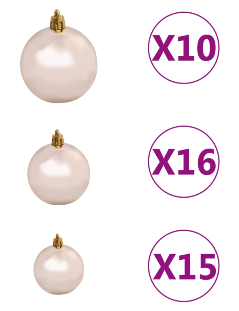 imagem de vidaXL Árvore Natal artificial pré-iluminada c/ bolas PVC branco8