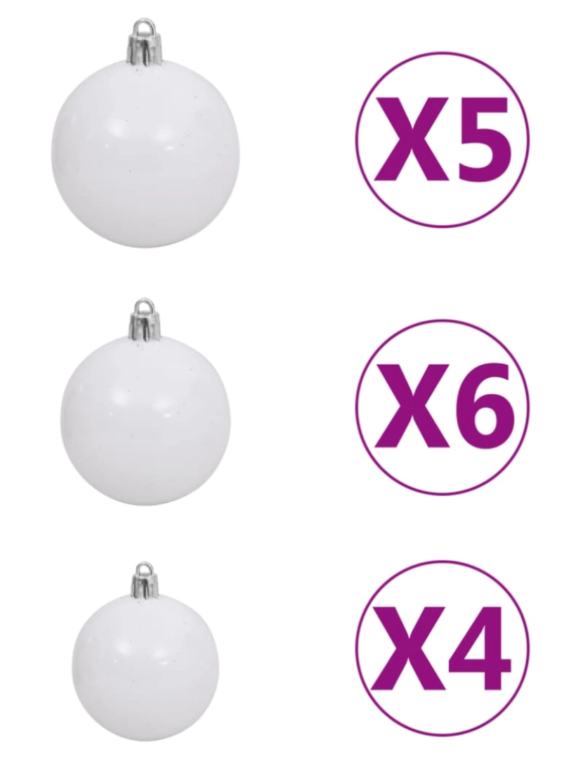 imagem de vidaXL Meia árvore Natal artificial pré-iluminada c/ bolas branco9