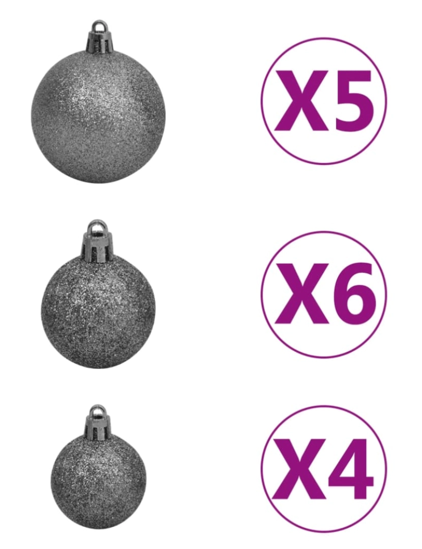 imagem de vidaXL Árvore Natal artificial pré-iluminada c/ bolas 120cm PVC branco7