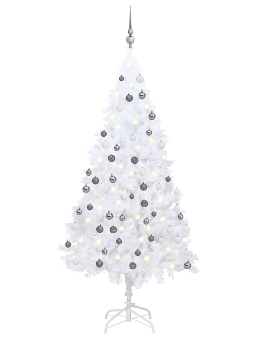 imagem de vidaXL Árvore Natal artificial pré-iluminada c/ bolas PVC branco1