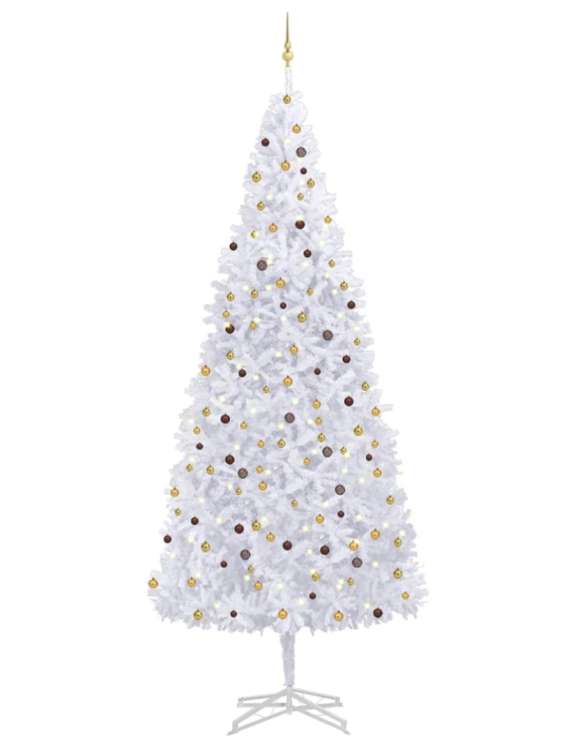 imagem de vidaXL Árvore Natal artificial pré-iluminada c/bolas/LEDs 500cm branco1