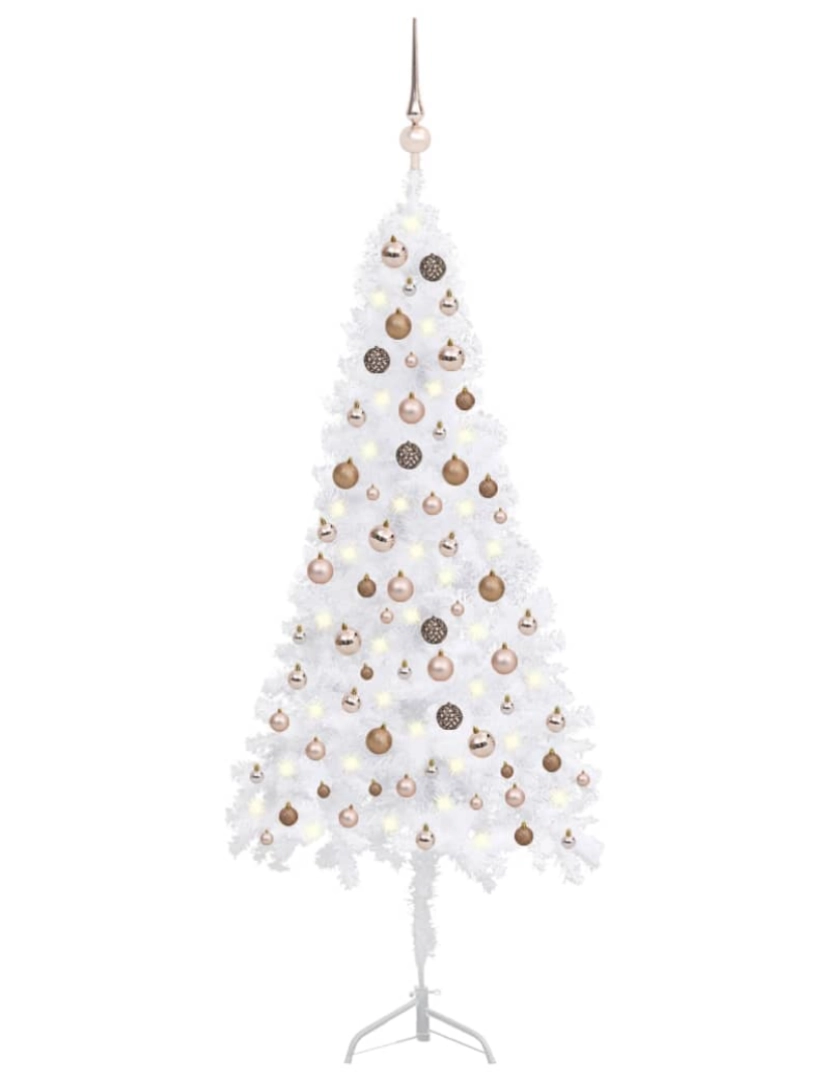 Vidaxl - vidaXL Árvore Natal artif. canto c/ luzes LED/bolas 180 cm PVC branco