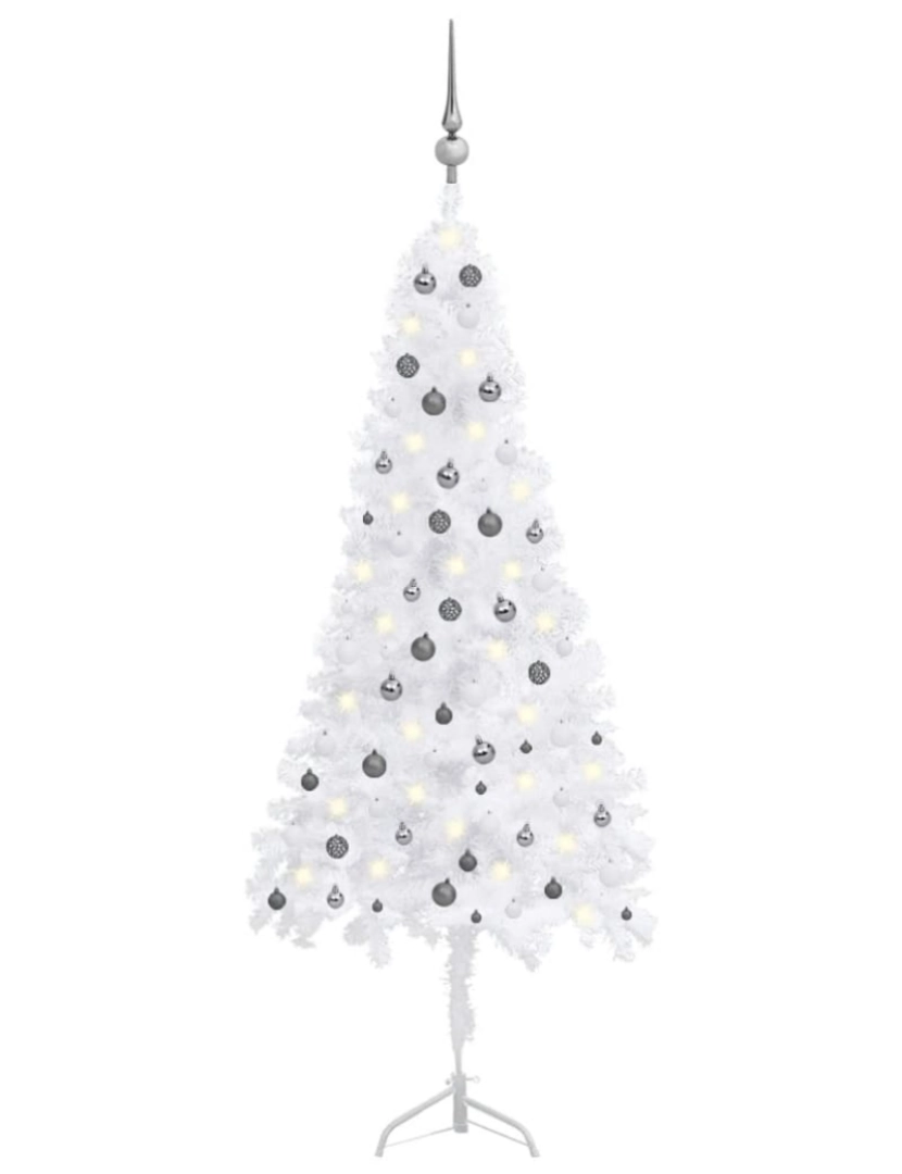 Vidaxl - vidaXL Árvore Natal artif. canto c/ luzes LED/bolas 240 cm PVC branco