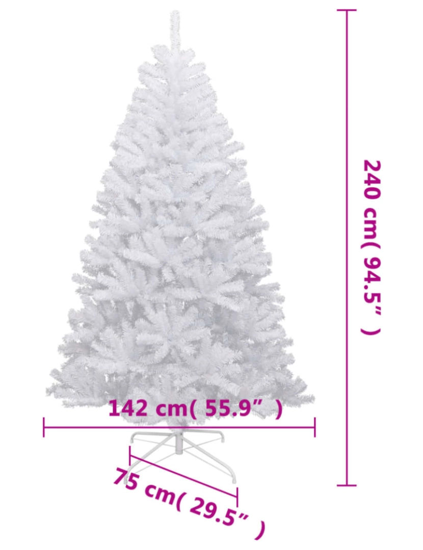 imagem de vidaXL Árvore de Natal artificial articulada c/ flocos de neve 240 cm10