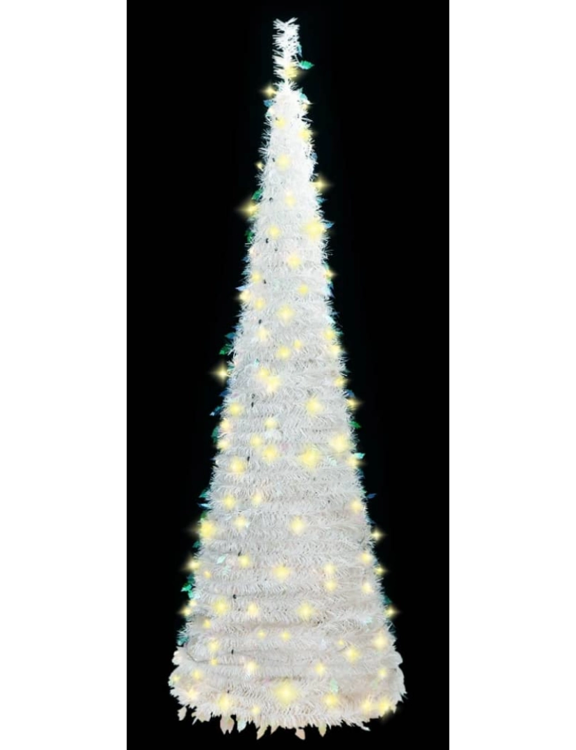 imagem de vidaXL Árvore de Natal artificial pop-up c/ 100 luzes LED 150cm branco3