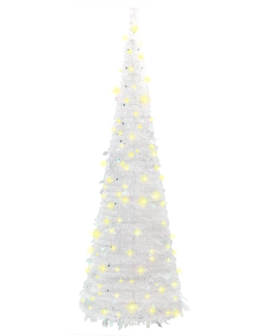 imagem de vidaXL Árvore de Natal artificial pop-up c/ 100 luzes LED 150cm branco6