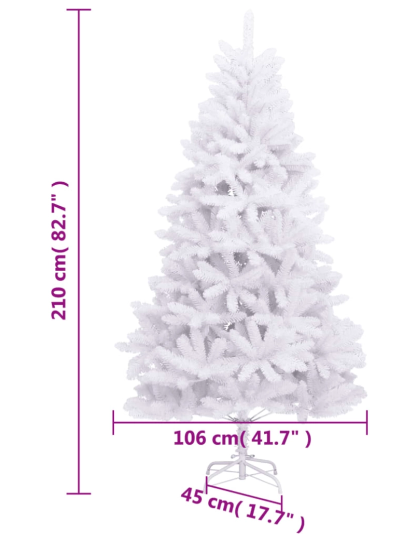 imagem de vidaXL Árvore de Natal artificial articulada com suporte 210 cm branco10