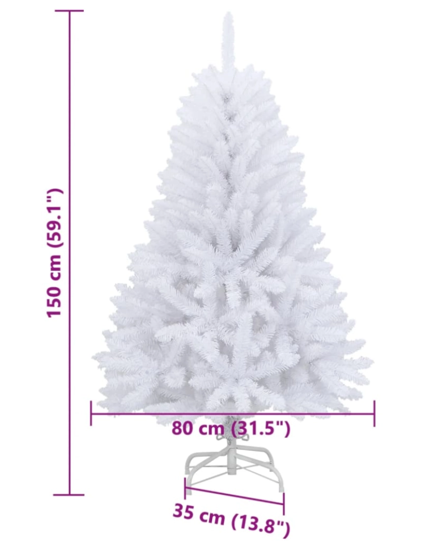 imagem de vidaXL Árvore de Natal artificial articulada com suporte 150 cm branco9