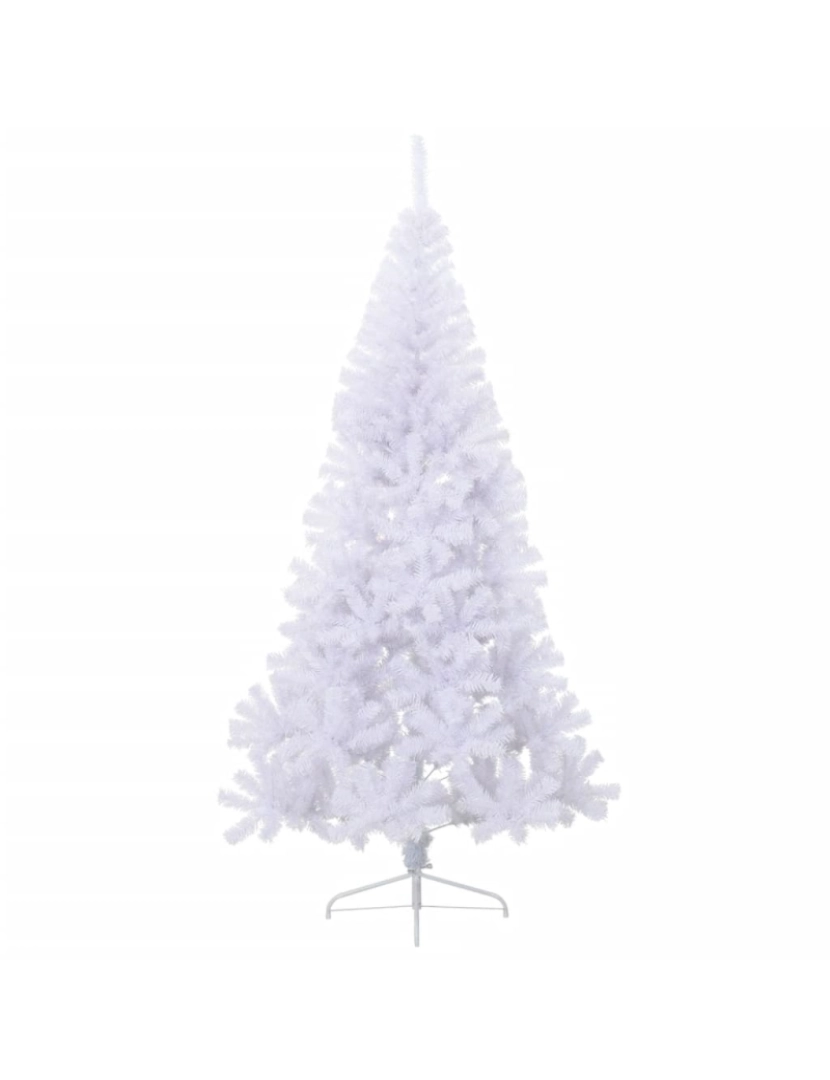 imagem de vidaXL Meia árvore de Natal artificial com suporte 210 cm PVC branco3