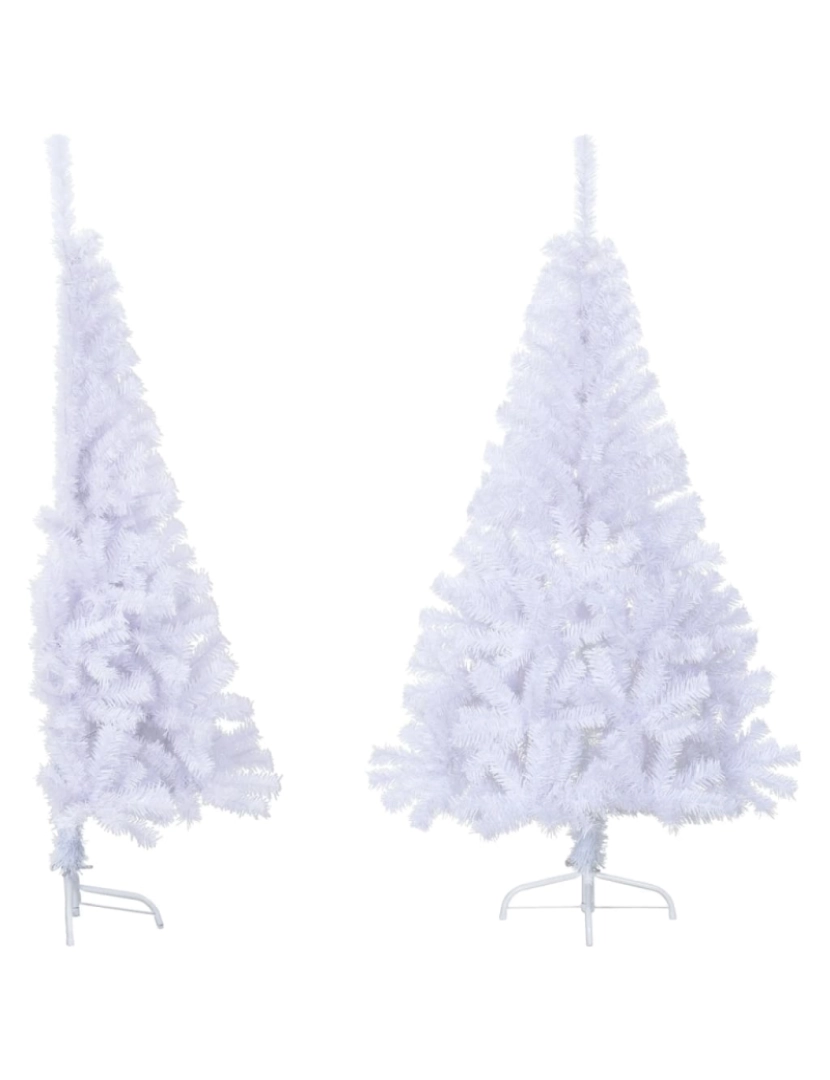 imagem de vidaXL Meia árvore de Natal artificial com suporte 120 cm PVC branco4