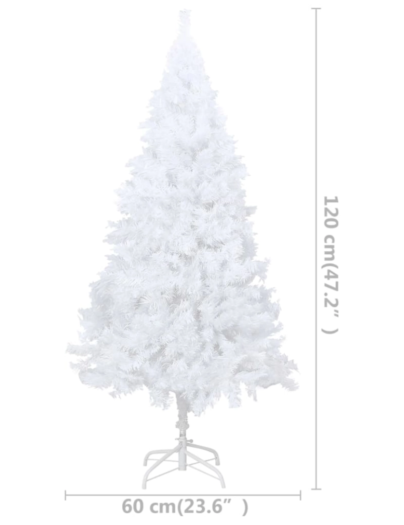 imagem de vidaXL Árvore Natal artificial pré-iluminada c/ bolas 120cm PVC branco11