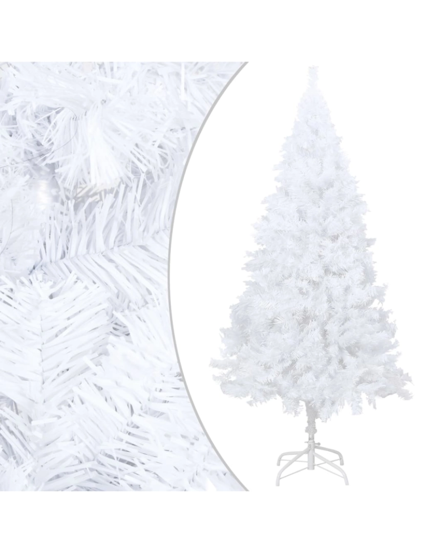 imagem de vidaXL Árvore Natal artificial pré-iluminada c/ bolas 120cm PVC branco3