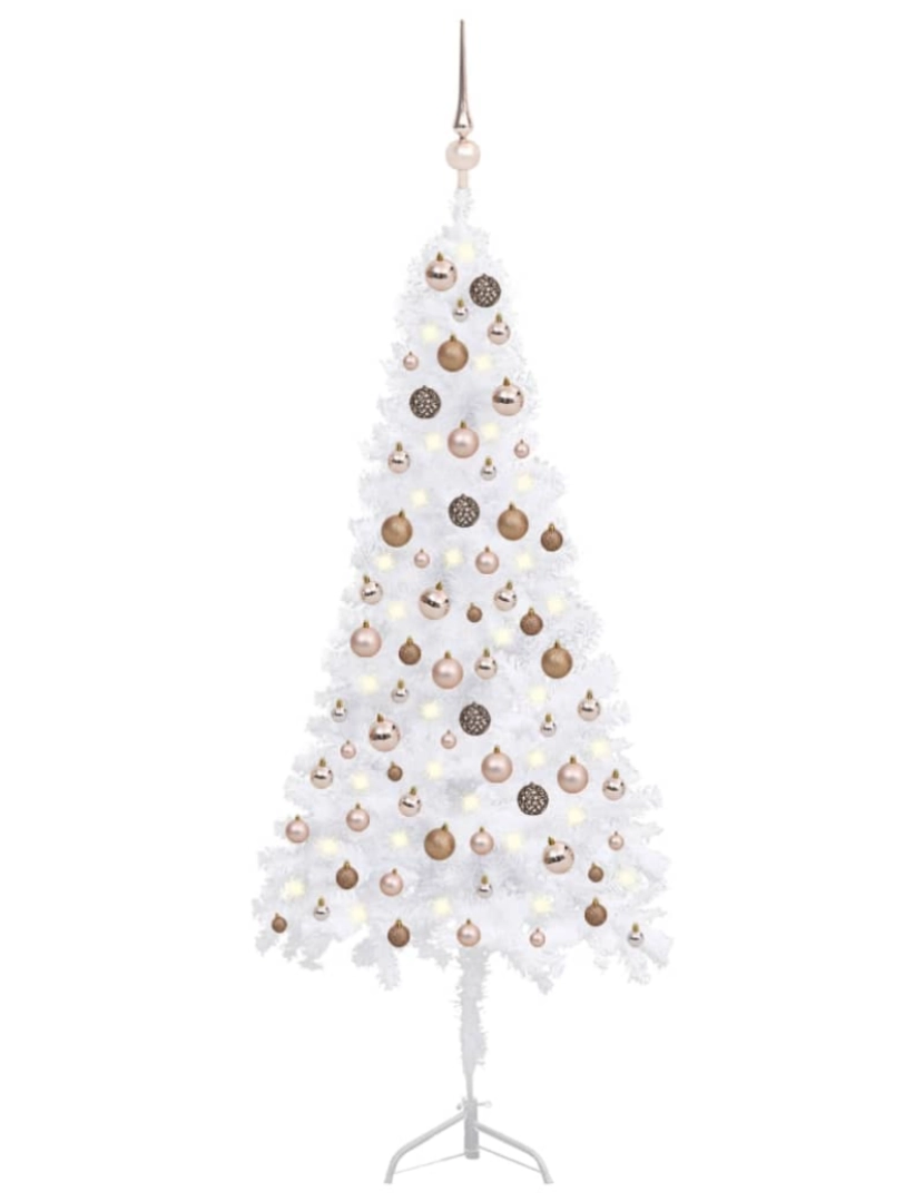 Vidaxl - vidaXL Árvore Natal artif. canto c/ luzes LED/bolas 150 cm PVC branco