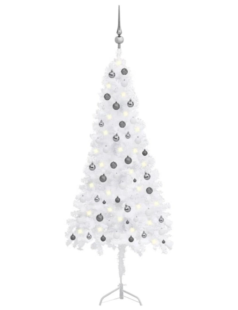 Vidaxl - vidaXL Árvore Natal artif. canto c/ luzes LED/bolas 210 cm PVC branco