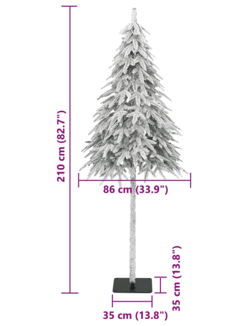 imagem de vidaXL Árvore de Natal artificial c/ flocos de neve 210 cm9