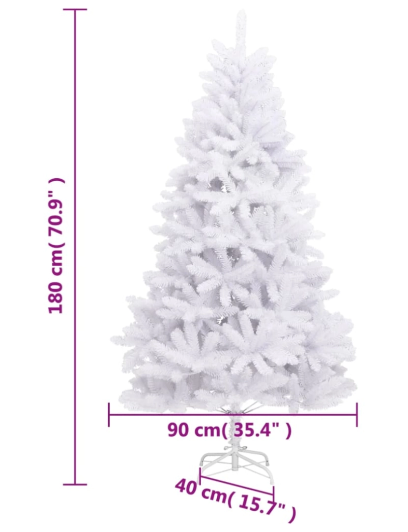 imagem de vidaXL Árvore de Natal artificial articulada com suporte 180 cm branco10