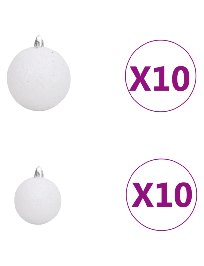 imagem de vidaXL Conj. de bolas de natal 120 pcs + pico e 300 LEDs branco/cinza8