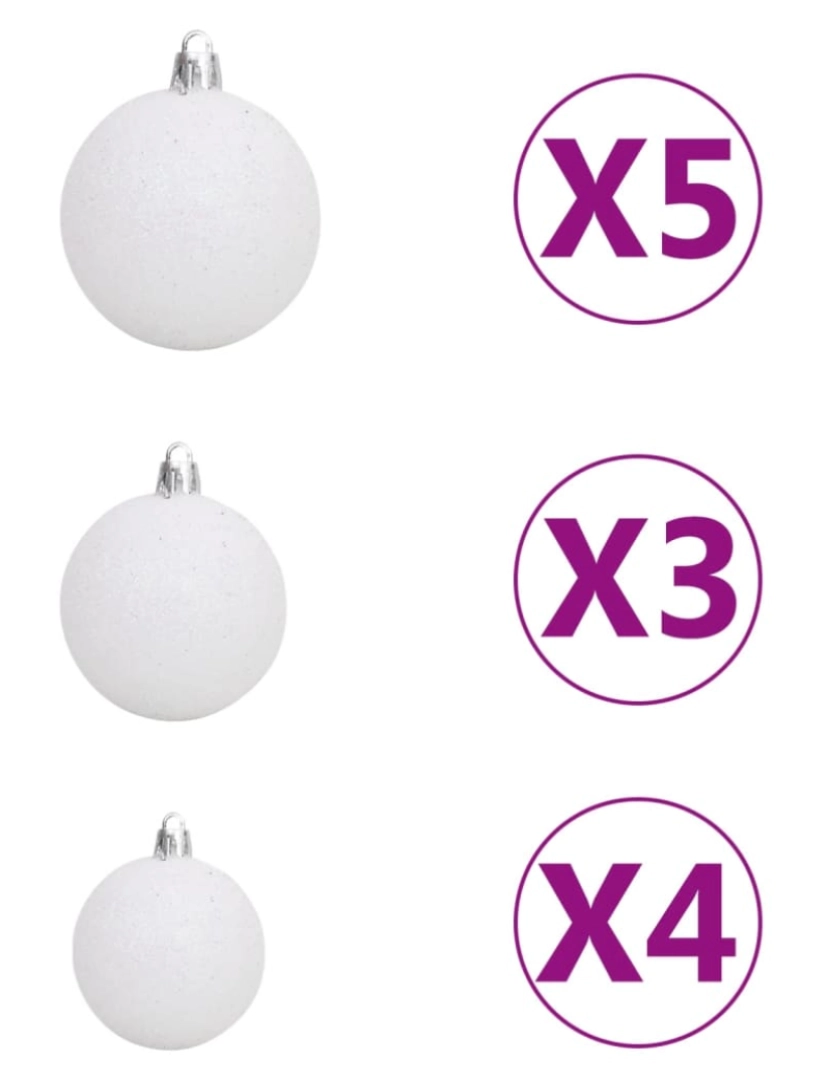 imagem de vidaXL Conj. de bolas de natal 61 pcs c/ pico e 150 LEDs branco/cinza7