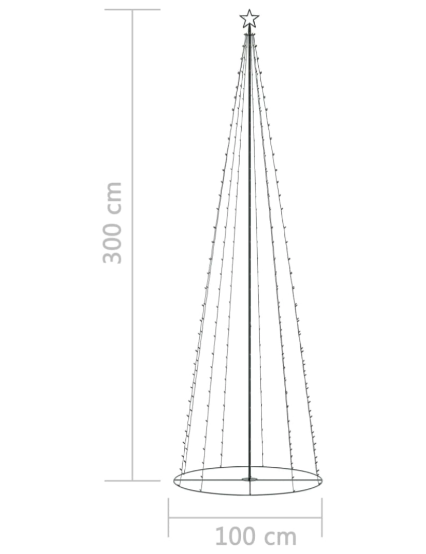 imagem de vidaXL Árvore de Natal em cone 330 luzes LED multicor 100x300cm8