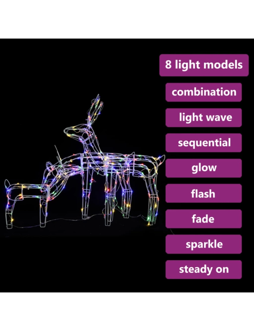 imagem de vidaXL 3 pcs iluminação de Natal renas 229 luzes LED5