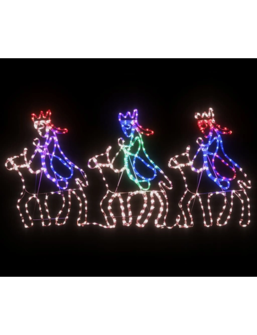 imagem de vidaXL Figura natalícia dos três reis magos com 504 LEDs 70x50 cm4