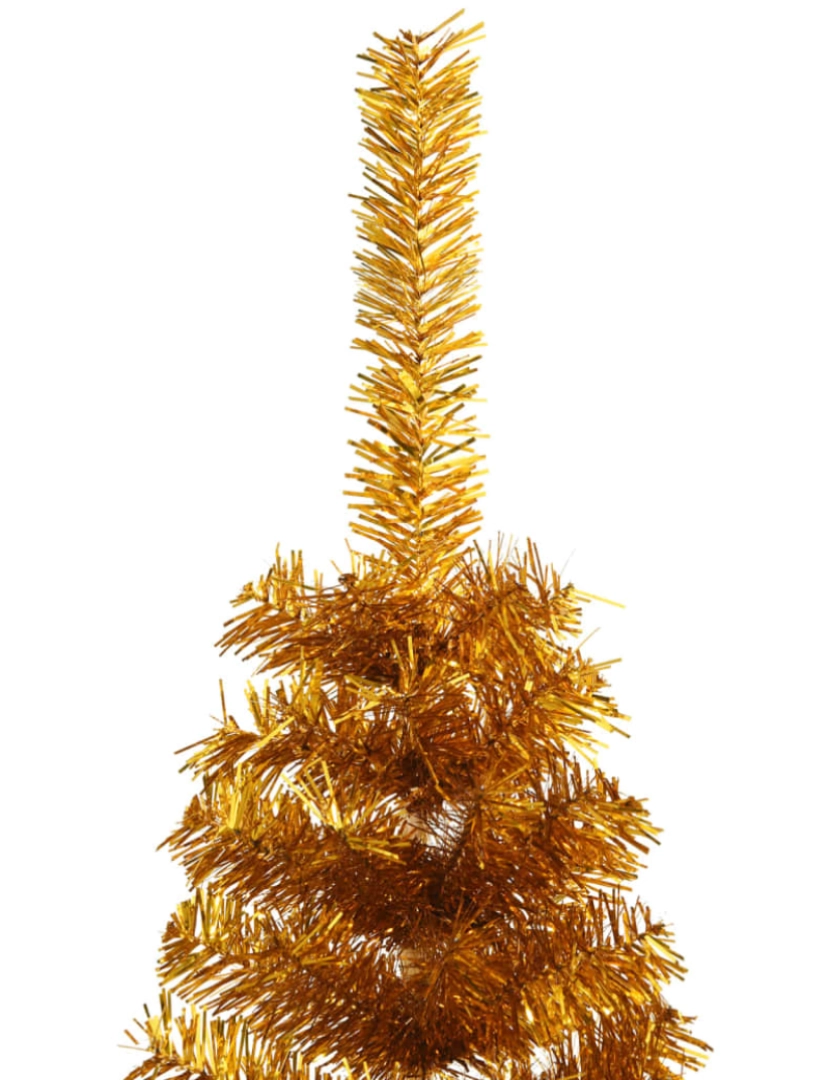 imagem de vidaXL Meia árvore de Natal artificial com suporte 120 cm PET dourado6