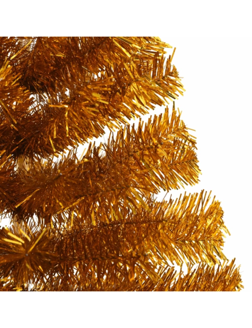 imagem de vidaXL Meia árvore de Natal artificial com suporte 120 cm PET dourado7