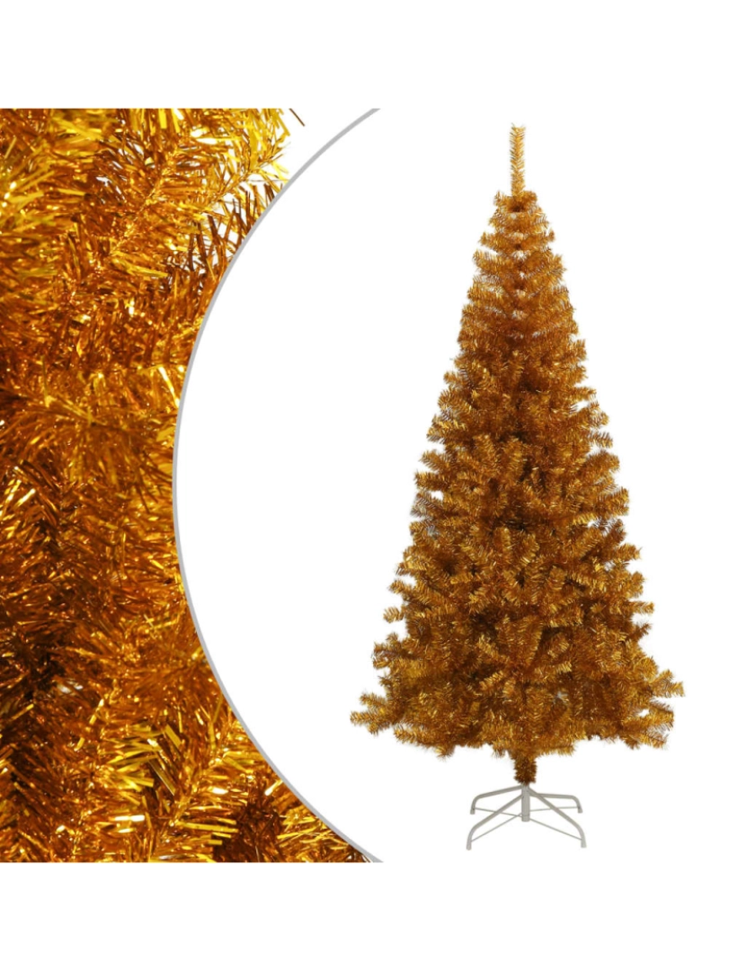 imagem de vidaXL Árvore de Natal artificial com suporte 240 cm PET dourado1