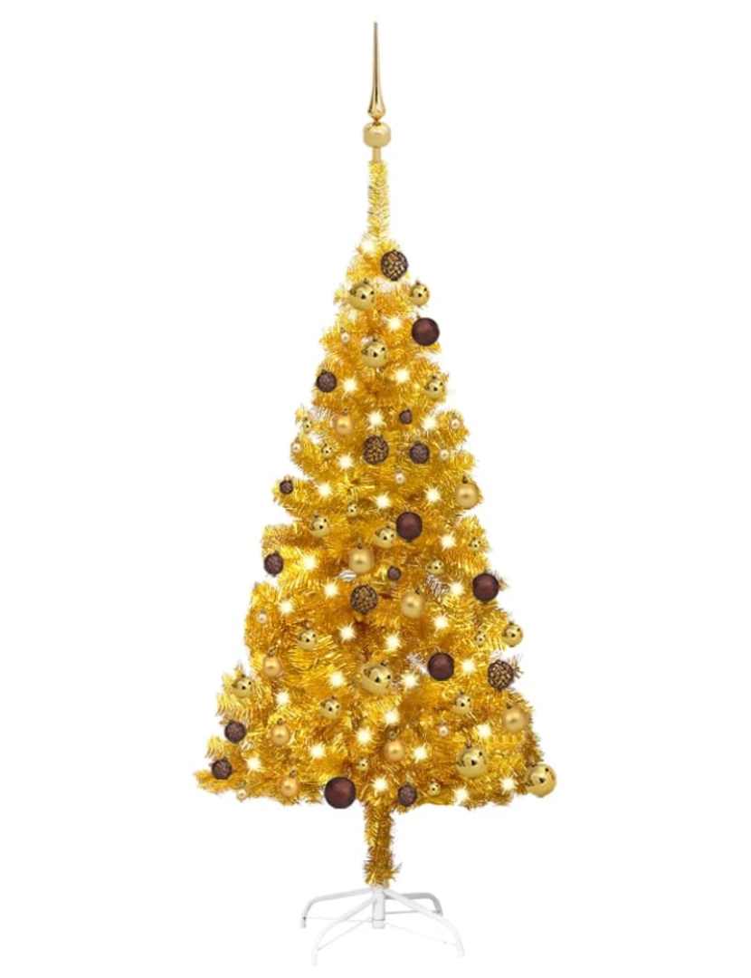 Vidaxl - vidaXL Árvore Natal artificial pré-iluminada c/bolas 120cm PET dourado