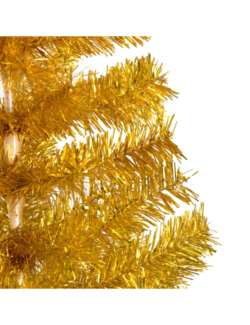 imagem de vidaXL Árvore Natal artificial pré-iluminada c/bolas 210cm PET dourado3