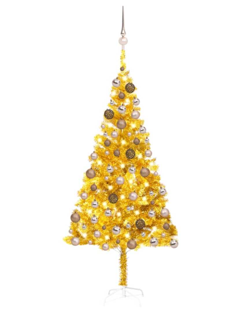 Vidaxl - vidaXL Árvore Natal artificial pré-iluminada c/bolas 180cm PET dourado