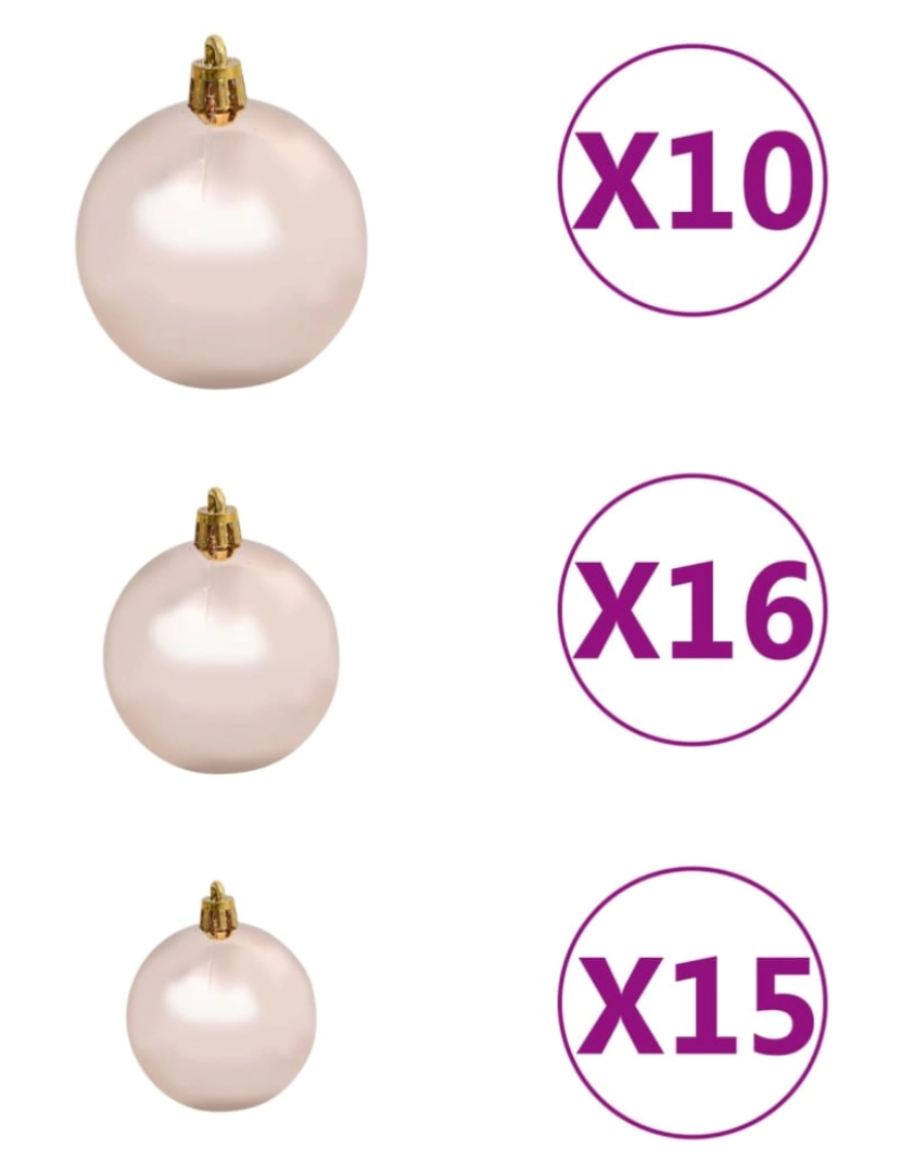 imagem de vidaXL Árvore Natal artificial pré-iluminada c/bolas 240cm PET dourado10