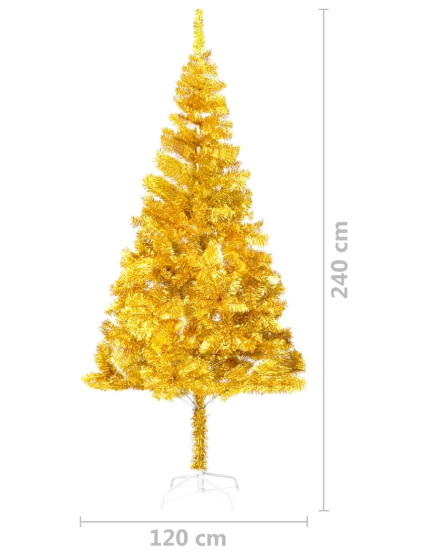 imagem de vidaXL Árvore Natal artificial pré-iluminada c/bolas 240cm PET dourado11