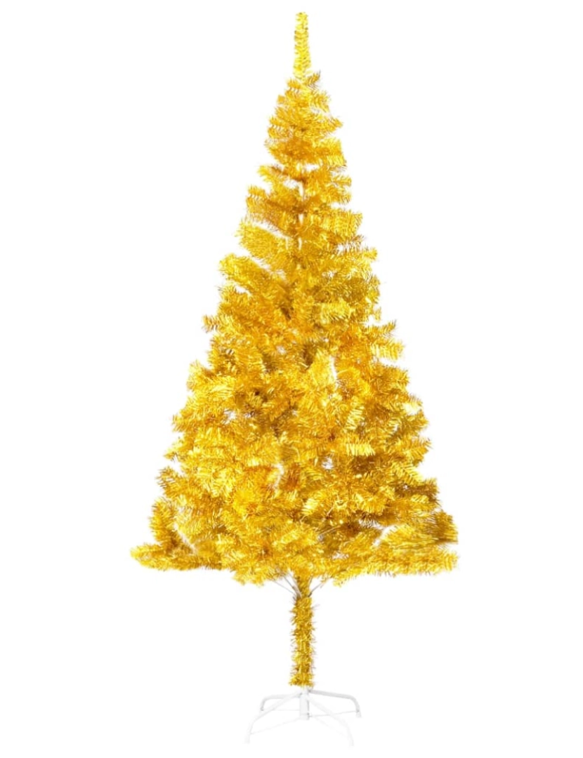 imagem de vidaXL Árvore Natal artificial pré-iluminada c/bolas 240cm PET dourado3