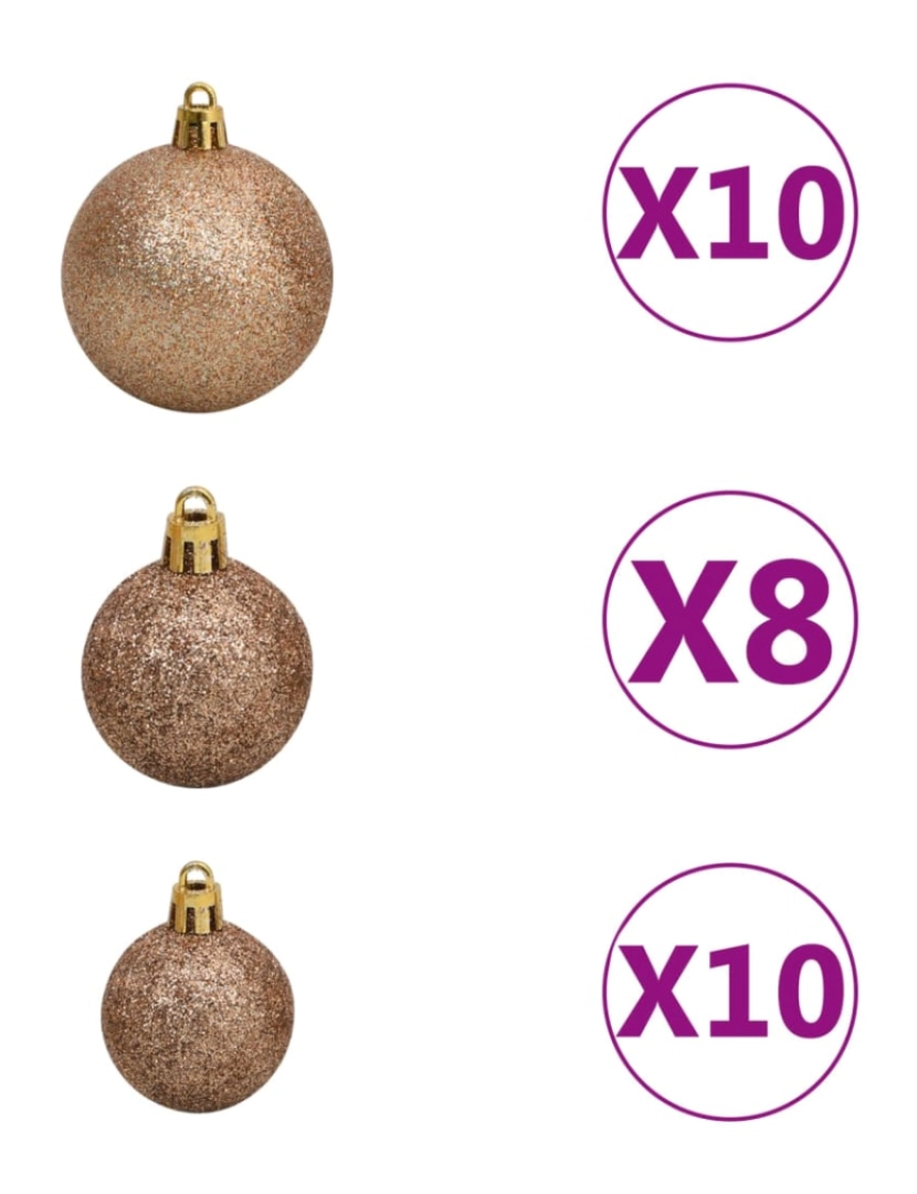 imagem de vidaXL Árvore Natal artificial pré-iluminada c/bolas 240cm PET dourado9